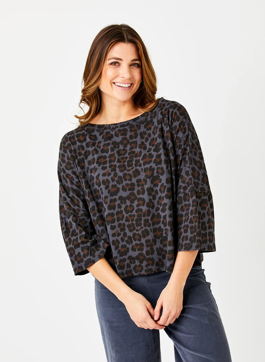 Suzy D Orsa Top - Grey Leopard