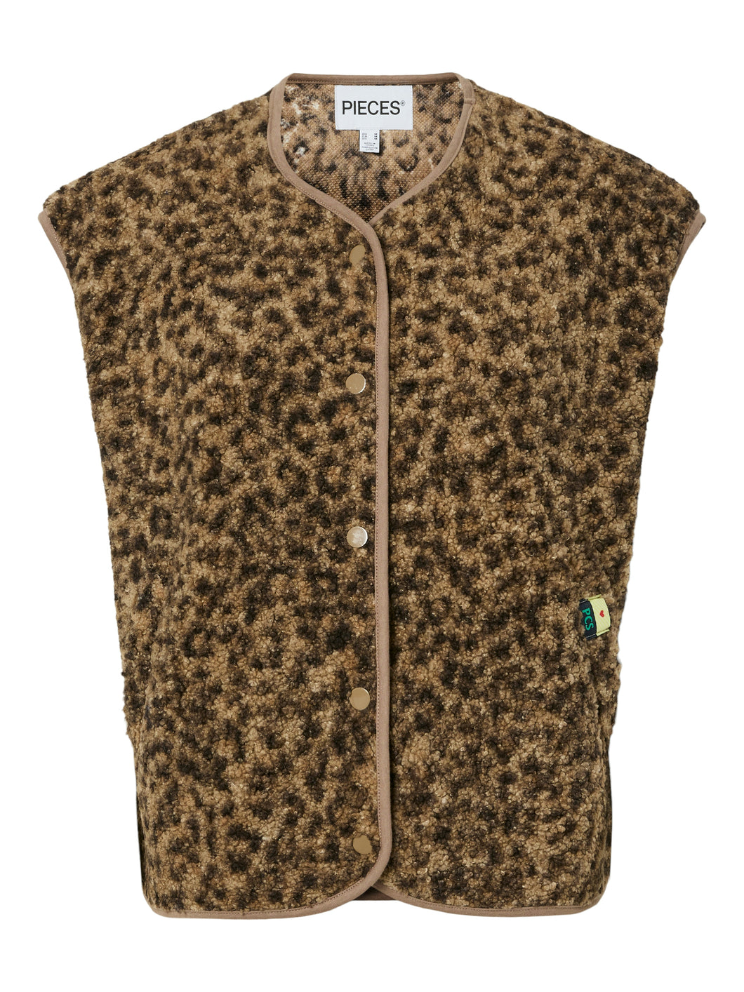 Pieces Pckatty Teddy Gilet - Leopard