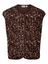 Load image into Gallery viewer, Pieces Pckammy Sequin Gilet - Chocolate
