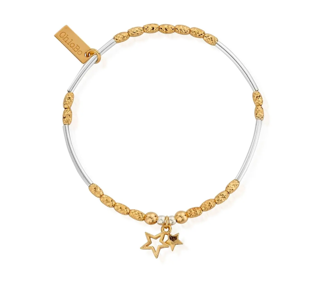 ChloBo Gold & Silver Double Star Bracelet - GMBMNSR1128