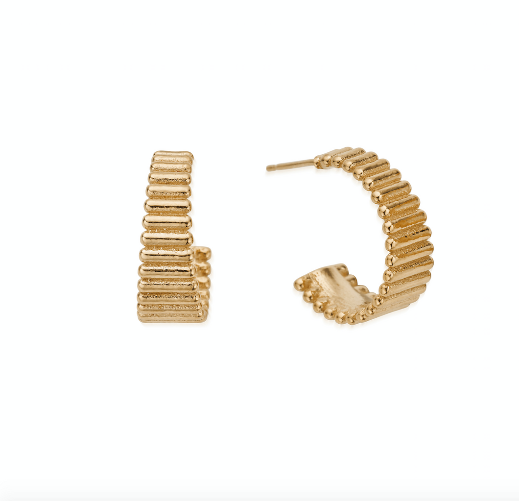 ChloBo Gold Large Ridge Hoop Earrings - GEH3399