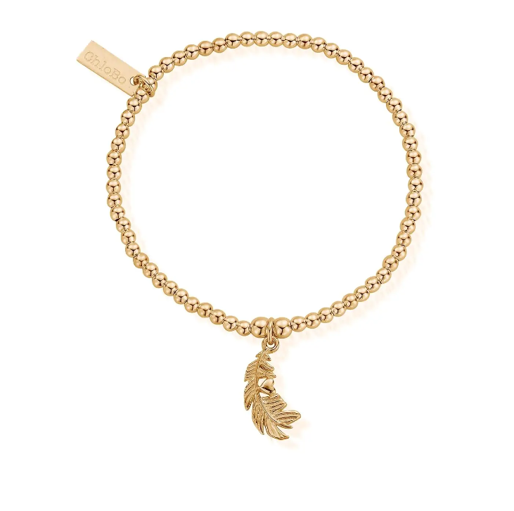 ChloBo Gold Cute Charm Heart In Feather Bracelet - GBCC1078