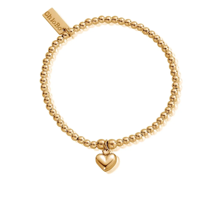 ChloBo Gold Cute Charm Puffed Heart Bracelet - GBCC067