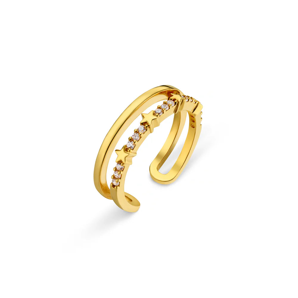 Orelia Pave Stationed Two Row Adjustable Ring - ORE31619