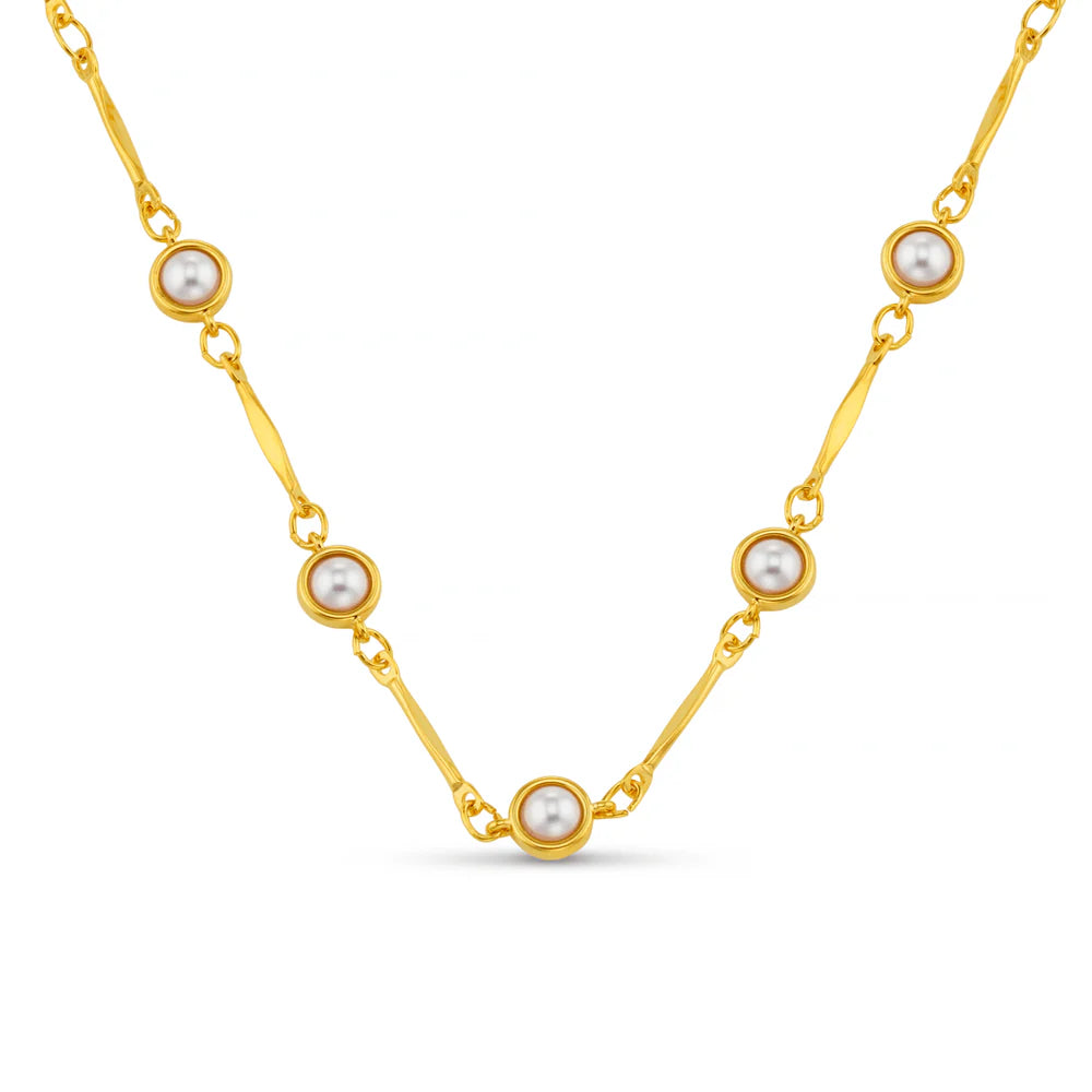 Orelia Bar Link & Stationed Pearl Necklace - ORE31461