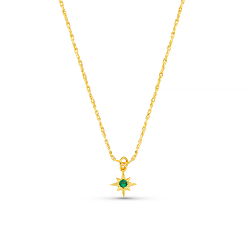 Orelia Micro Emerald Starburst Fine Collar Necklace - ORE31595