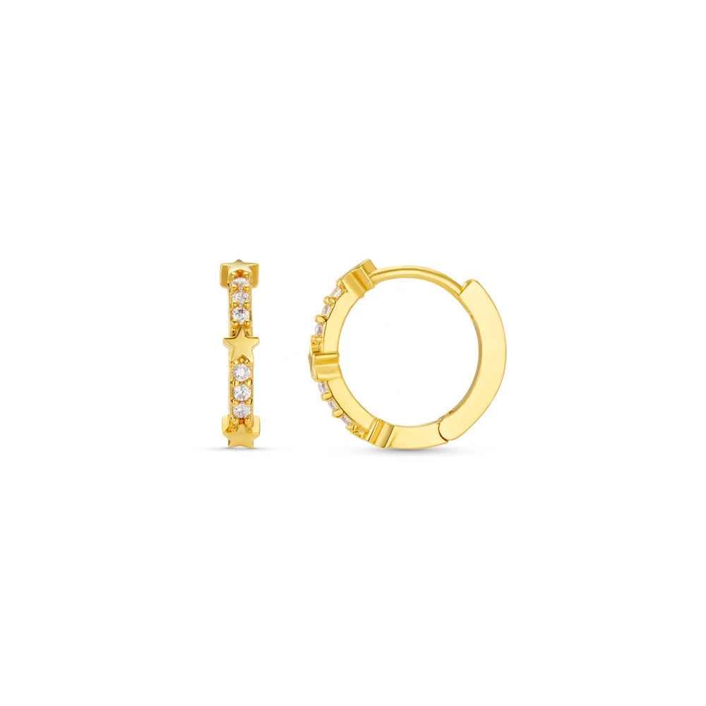 Orelia FIne Pave & Star Stationed Huggie Earrings - ORE31564