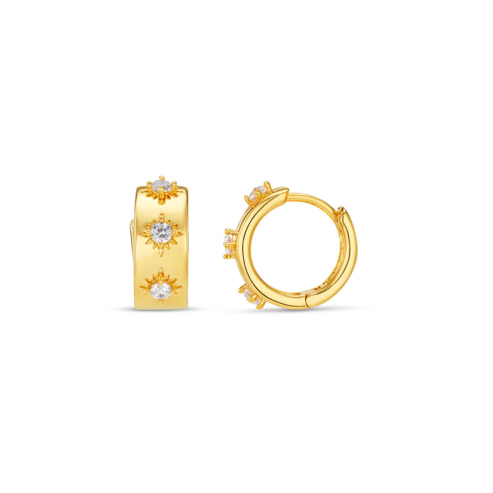 Orelia Starburst Embellished Metal Huggie Earrings - ORE31565