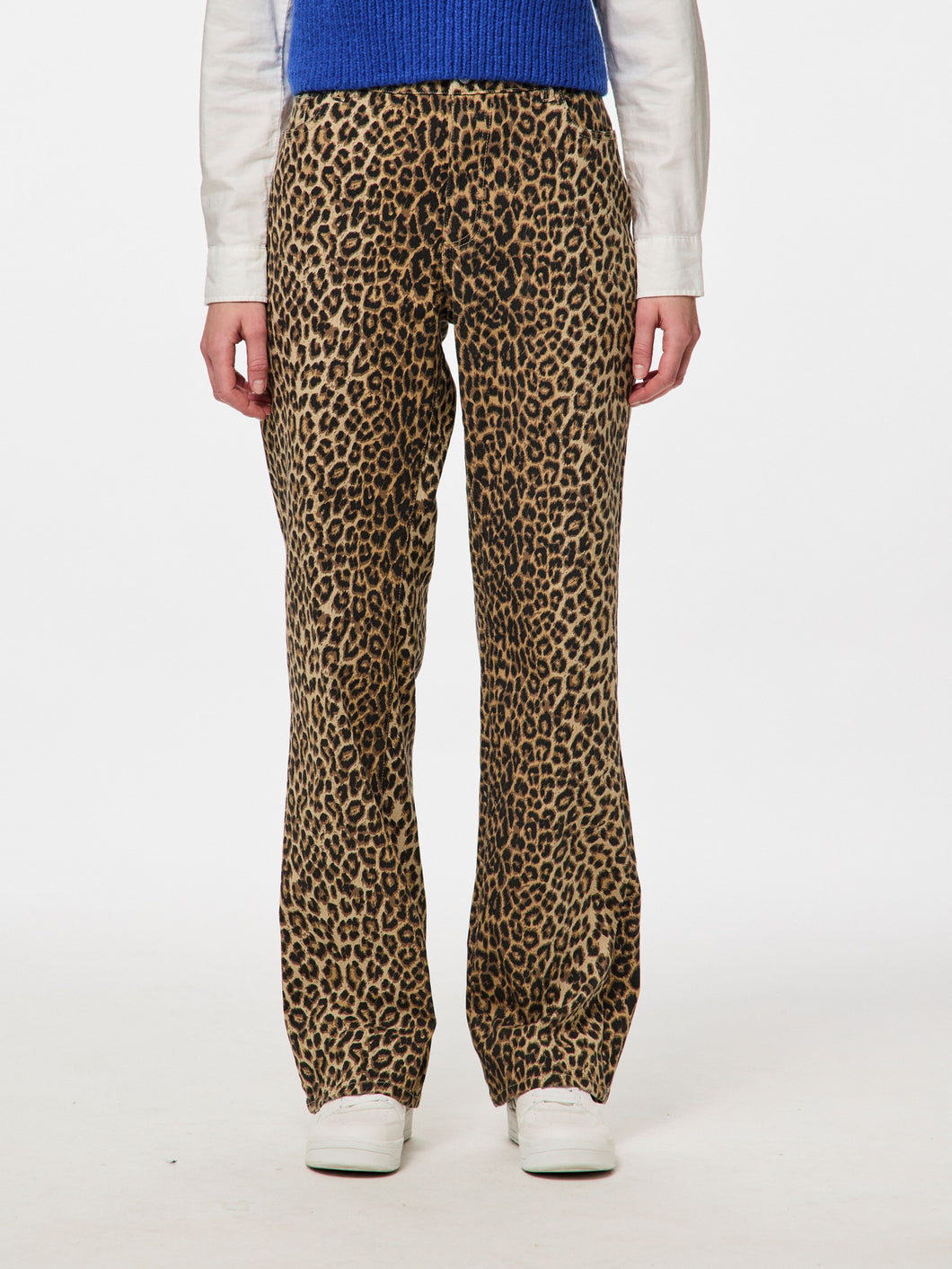 Pieces Pcsalume High Waist Straight Leg Jeans - Leopard Print