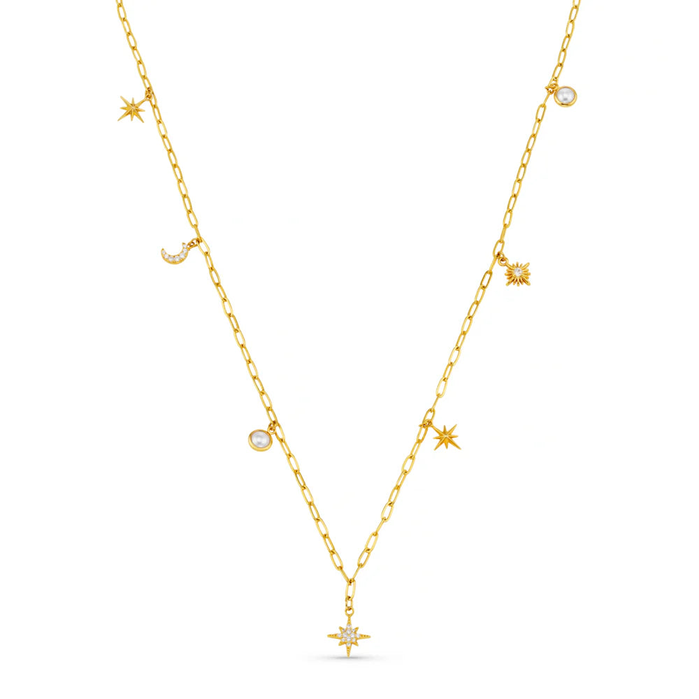 Orelia Celestial Multi Charm Rope Necklace - ORE31611