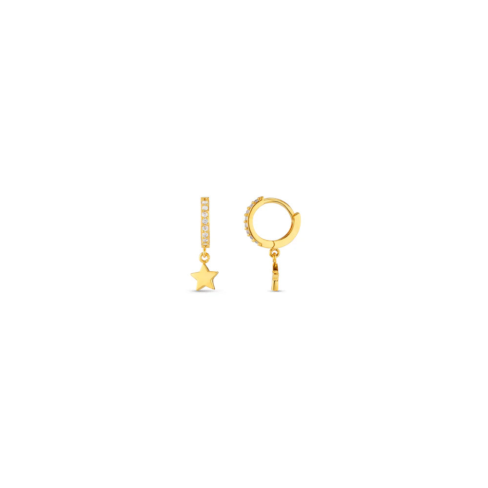 Orelia Pave Mini Micro Star Drop Hoop Earrings - ORE31301