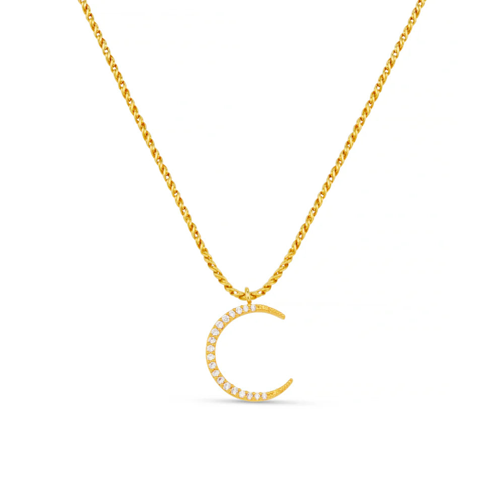Orelia Pave Moon & Rope Chain Necklace - ORE31598