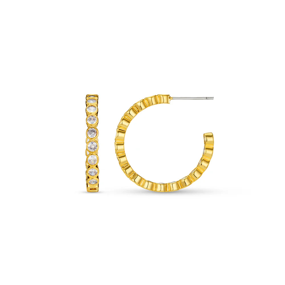 Orelia Crystal Tennis Mid-Size Hoop Earrings - ORE31567