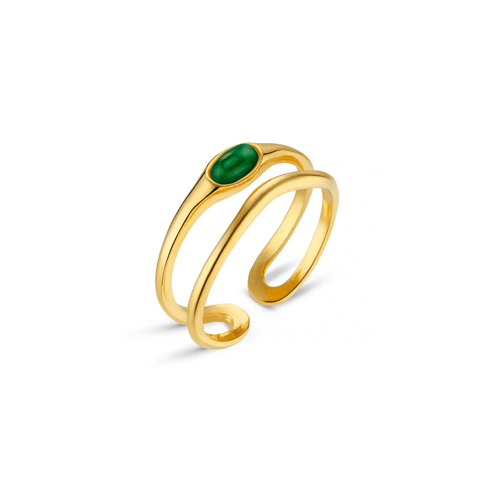 Orelia Jade Stone & Wave Adjustable Ring - ORE31477
