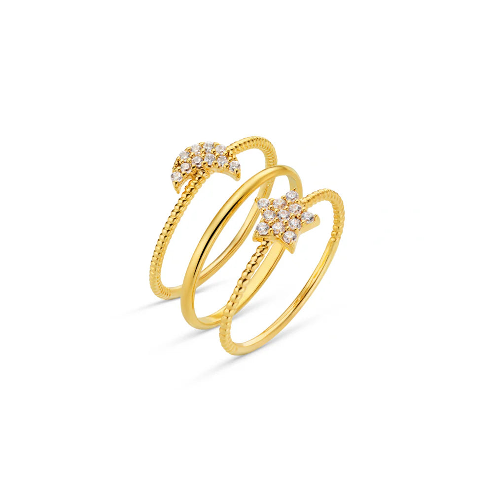 Orelia Pave Star & Moon Stacking Ring - ORE31622