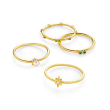 Load image into Gallery viewer, Orelia Starburst &amp; Pearl Stacking Ring - ORE31626
