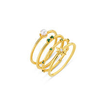 Load image into Gallery viewer, Orelia Starburst &amp; Pearl Stacking Ring - ORE31626
