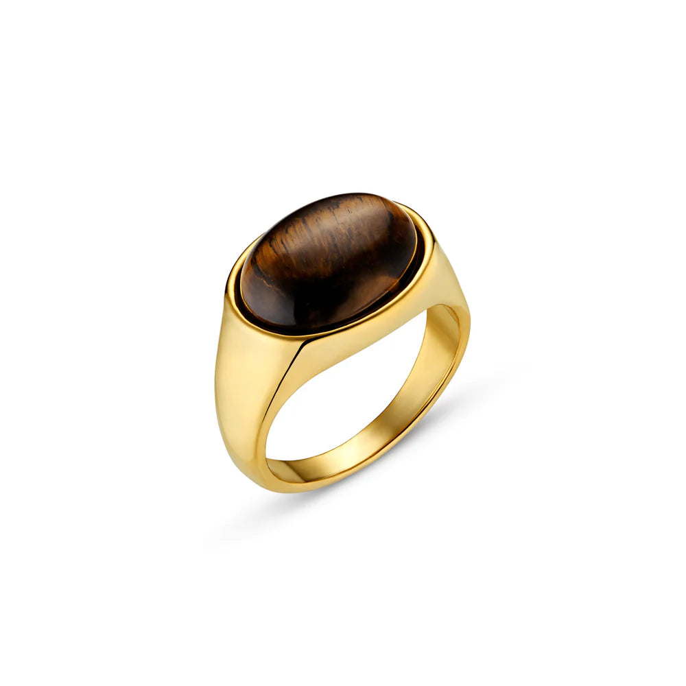 Orelia Semi Precious Tigers Eye Statement Ring - ORE31475