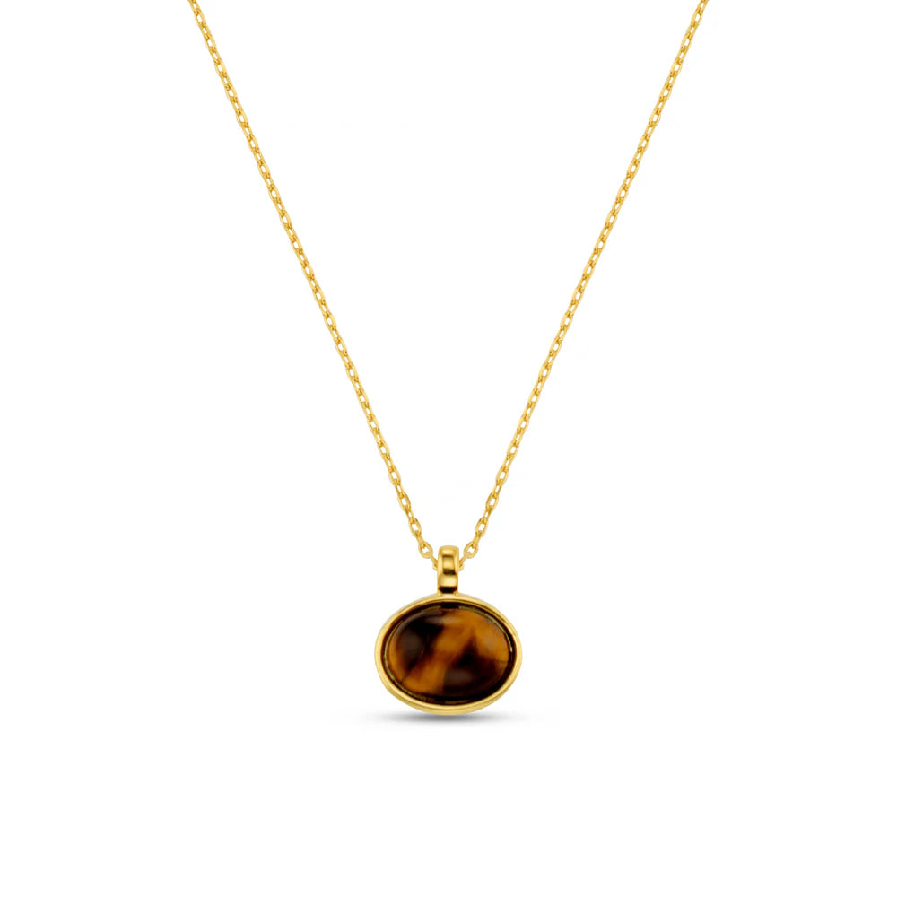 Orelia Semi-Precious Tiger's Eye Pendant Necklace - ORE31463