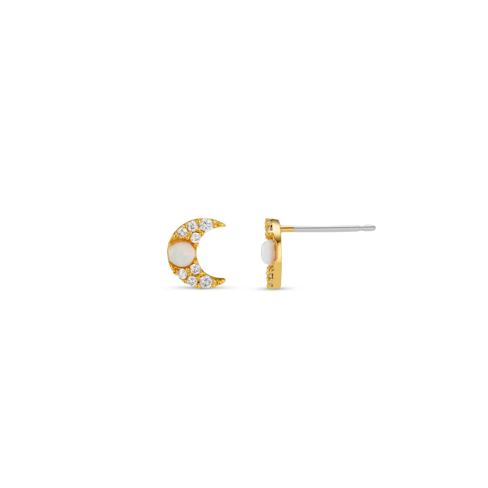 Orelia Pavé & Opal Moon Stud Earrings - ORE31563