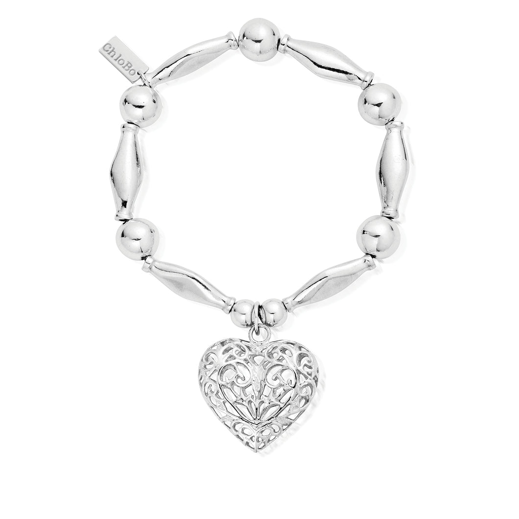 ChloBo Chunky Filigree Heart Bracelet SBCHU052 - Village Boutique 