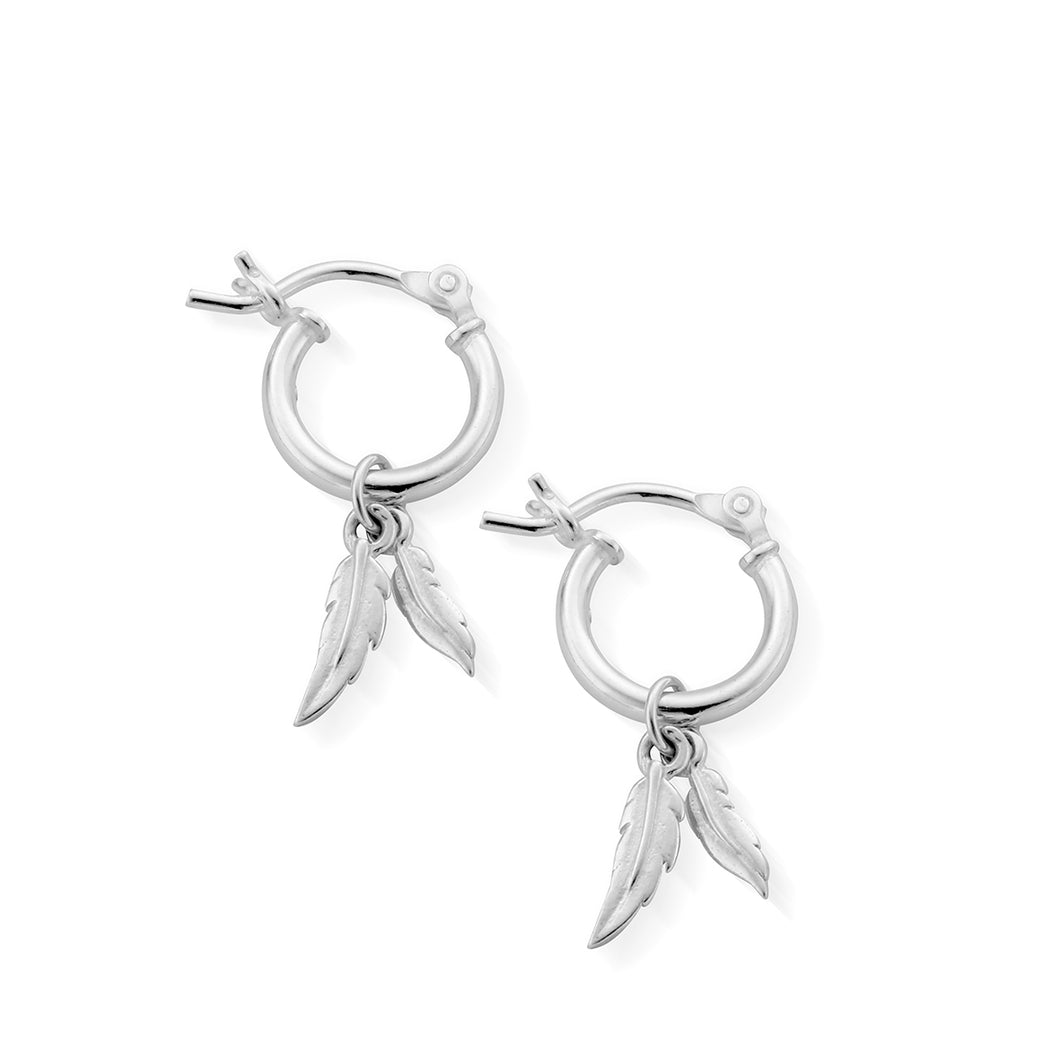 ChloBo Double Feather Small Hoop Earrings SEH584 - Village Boutique 
