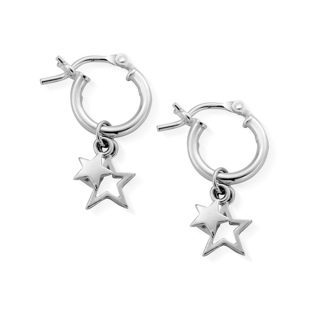 ChloBo Double Star Small Hoop Earrings SEH738 - Village Boutique 