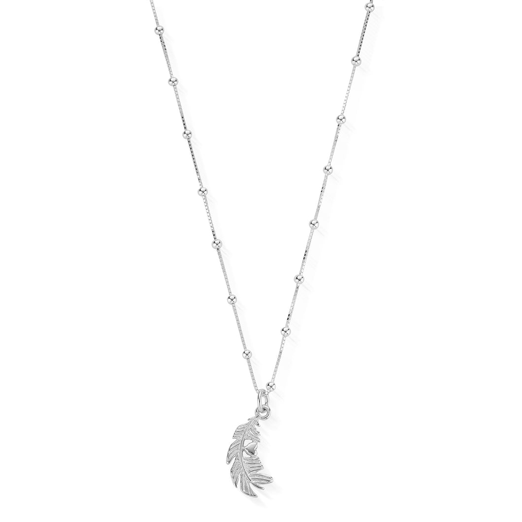 ChloBo Silver Chain Heart In Feather Necklace SNBB596 - Village Boutique 