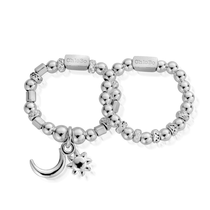 ChloBo Set Of Two Moon & Sun Ring SR582 - Village Boutique 