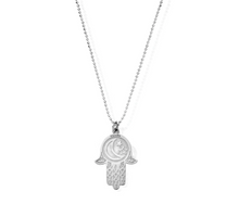 Load image into Gallery viewer, ChloBo Diamond Cut Necklace With Moon &amp; Star Hamsa Hand SCDC1655
